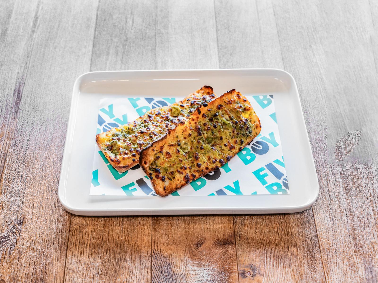Pesto infused garlic ciabatta